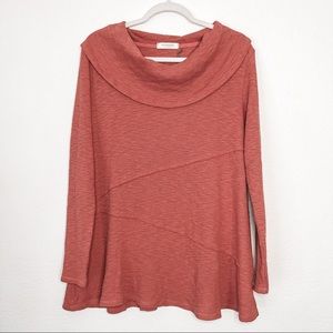 New Mododoc Cowl Neck Long Sleeves Rosewood Top Sweater Size Small